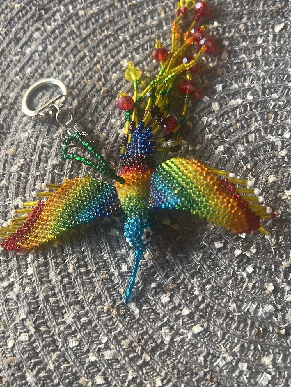 Colorful Beaded Hummingbird Keychain